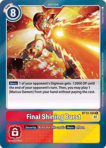 Final Shining Burst (BT13-104 R), Versus Royal Knights — Digimon card price
