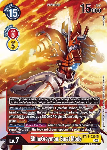 ShineGreymon: Burst Mode (BT13-020 SR), Versus Royal Knights — Digimon card price