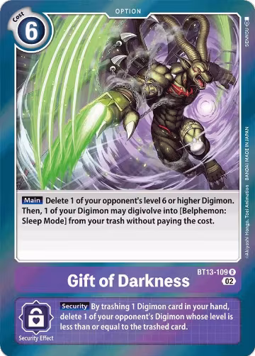 Gift of Darkness (BT13-109 R), Versus Royal Knights — Digimon card price