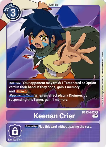 Keenan Crier (BT13-102 R), Versus Royal Knights — Digimon card price