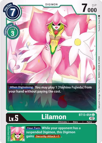 Lilamon (BT13-054 C), Versus Royal Knights — Digimon card price