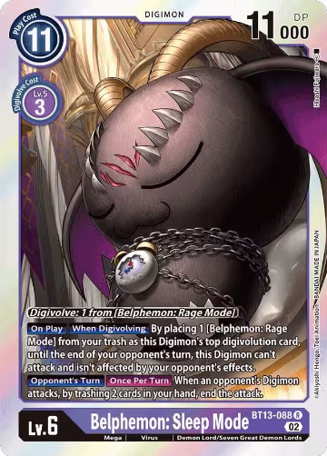 Belphemon: Sleep Mode (BT13-088 R), Versus Royal Knights — Digimon card price