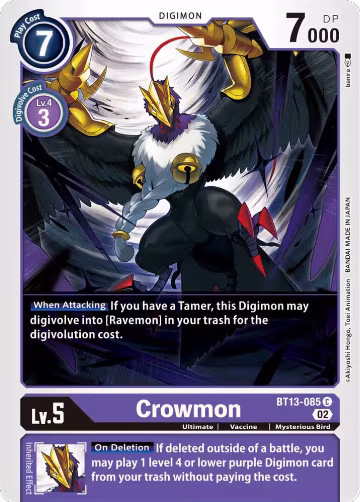 Crowmon (BT13-085 C), Versus Royal Knights — Digimon card price