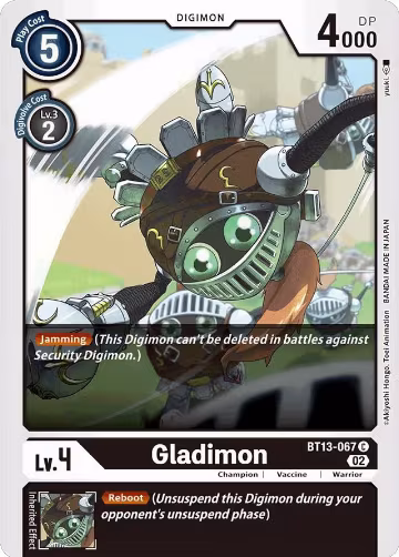 Gladimon (BT13-067 C), Versus Royal Knights — Digimon card price