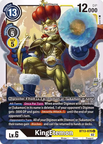 KingEtemon (BT13-076 U), Versus Royal Knights — Digimon card price