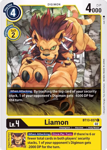 Liamon (BT13-037 C), Versus Royal Knights — Digimon card price