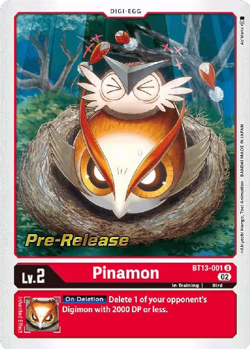 Pinamon (BT13-001 U), Versus Royal Knights Pre-Release Cards — Digimon card price
