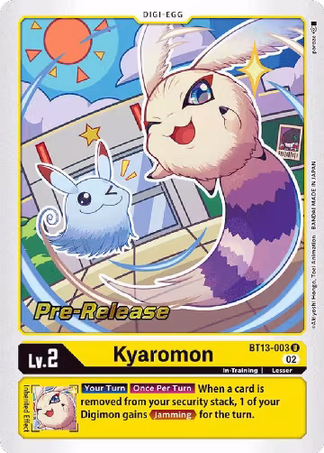 Kyaromon (BT13-003 U), Versus Royal Knights Pre-Release Cards — Digimon card price