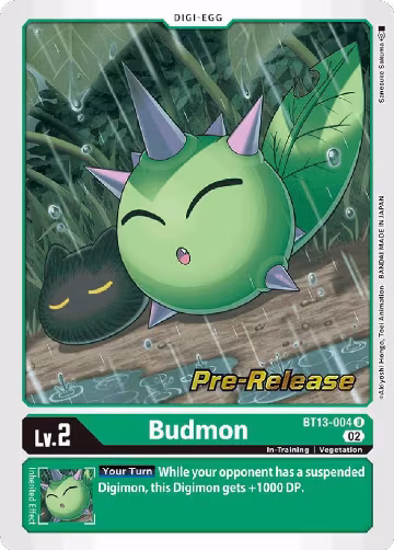 Budmon (BT13-004 U), Versus Royal Knights Pre-Release Cards — Digimon card price