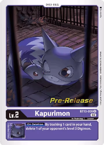 Kapurimon (BT13-006 U), Versus Royal Knights Pre-Release Cards — Digimon card price