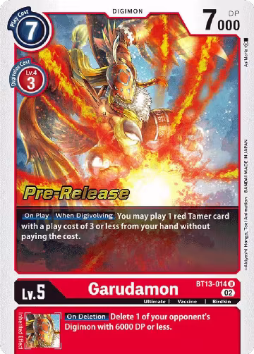 Garudamon (BT13-014 U), Versus Royal Knights Pre-Release Cards — Digimon card price