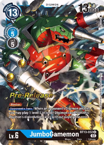 JumboGamemon (BT13-032 U), Versus Royal Knights Pre-Release Cards — Digimon card price