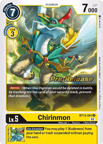 Chirinmon (BT13-041 U), Versus Royal Knights Pre-Release Cards — Digimon card price