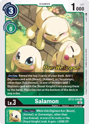 Salamon (BT13-048 U), Versus Royal Knights Pre-Release Cards — Digimon card price