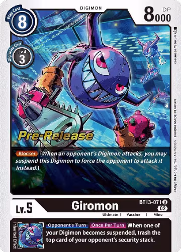 Giromon (BT13-071 U), Versus Royal Knights Pre-Release Cards — Digimon card price