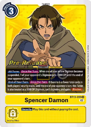 Spencer Damon (BT13-099 U), Versus Royal Knights Pre-Release Cards — Digimon card price