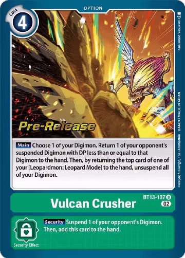 Vulcan Crusher (BT13-107 U), Versus Royal Knights Pre-Release Cards — Digimon card price