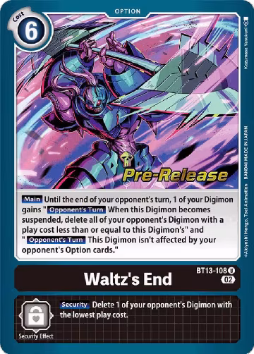 Waltz's End (BT13-108 U), Versus Royal Knights Pre-Release Cards — Digimon card price