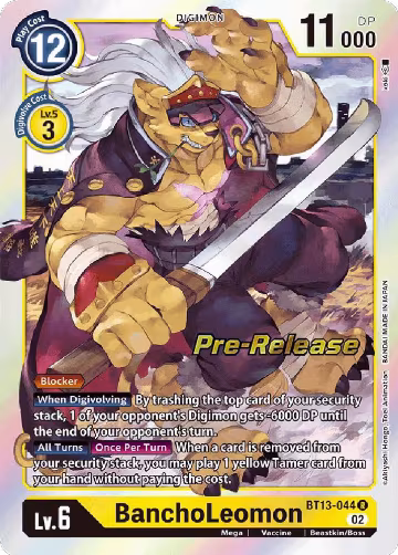BanchoLeomon (BT13-044 R), Versus Royal Knights Pre-Release Cards — Digimon card price