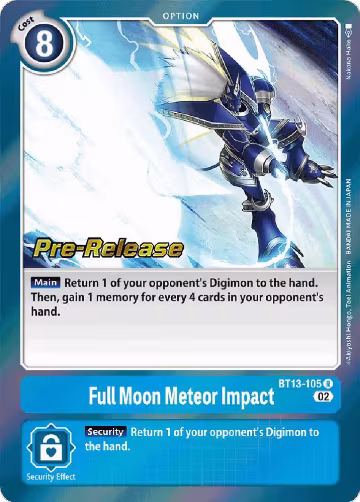 Full Moon Meteor Impact (BT13-105 R), Versus Royal Knights Pre-Release Cards — Digimon card price