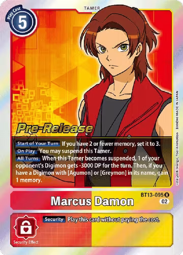 Marcus Damon (BT13-095 R), Versus Royal Knights Pre-Release Cards — Digimon card price