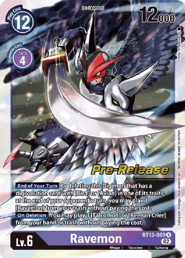 Ravemon (BT13-089 R), Versus Royal Knights Pre-Release Cards — Digimon card price