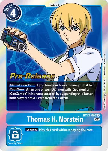 Thomas H. Norstein (BT13-097 R), Versus Royal Knights Pre-Release Cards — Digimon card price