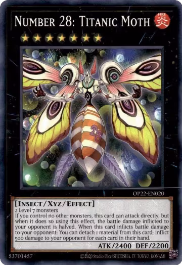 Number 28: Titanic Moth (OP22-EN020), OTS Tournament Pack 22 — Yu-Gi-Oh! card price