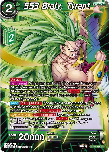 SS3 Broly, Tyrant (BT22-058), Critical Blow — DB Super card price