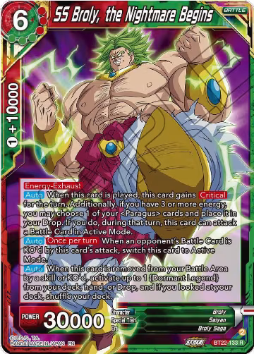 SS Broly, the Nightmare Begins (BT22-133), Critical Blow — DB Super card price