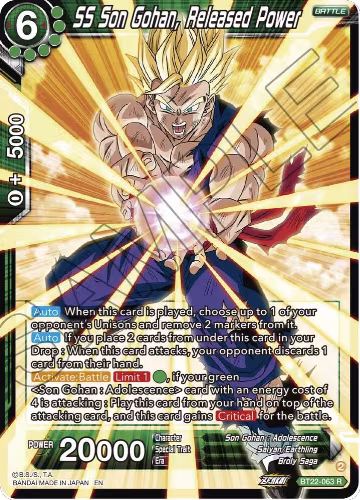 SS Son Gohan, Released Power (BT22-063), Critical Blow — DB Super card price