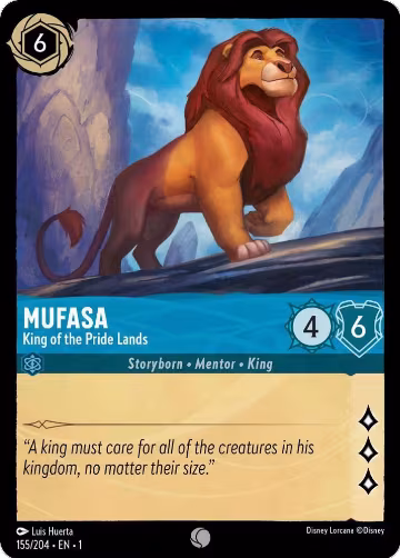 Mufasa - King of the Pride Lands (155/204), The First Chapter — Lorcana card price
