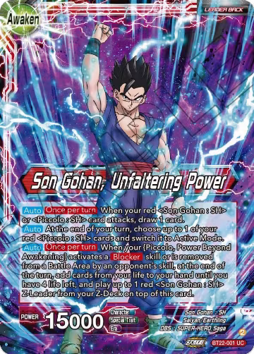 Son Gohan // Son Gohan, Unfaltering Power (BT22-001), Critical Blow — DB Super card price
