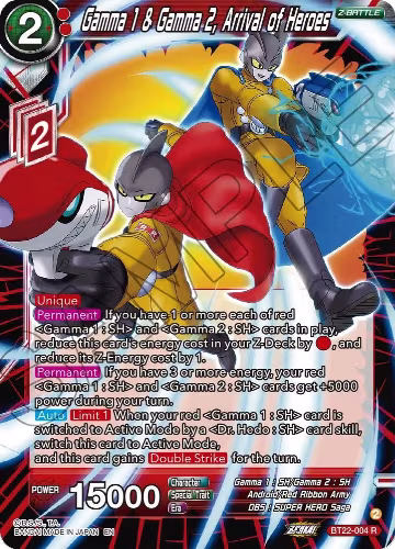 Gamma 1 & Gamma 2, Arrival of Heroes (BT22-004), Critical Blow — DB Super card price