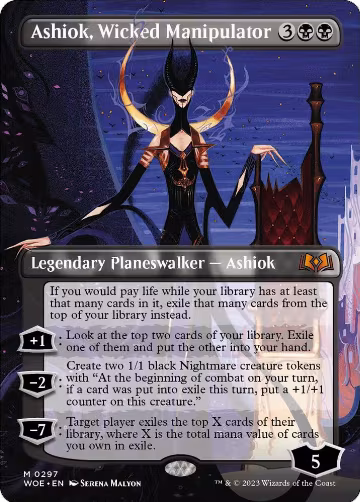 Ashiok, Wicked Manipulator (Borderless) (297), Wilds of Eldraine — Magic card price