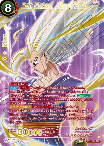Son Gohan, Beast Roar (SPR) (BT22-009), Critical Blow — DB Super card price