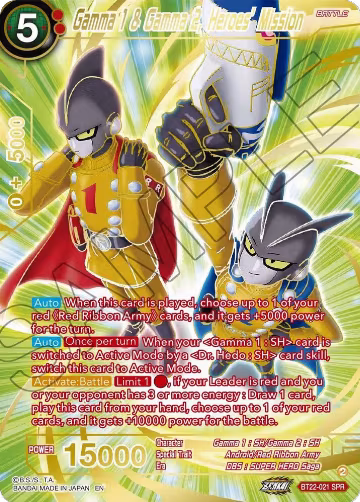Gamma 1 & Gamma 2, Heroes' Mission (SPR) (BT22-021), Critical Blow — DB Super card price