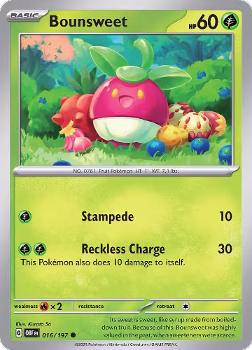 Bounsweet (016/197), Obsidian Flames — Pokémon card price
