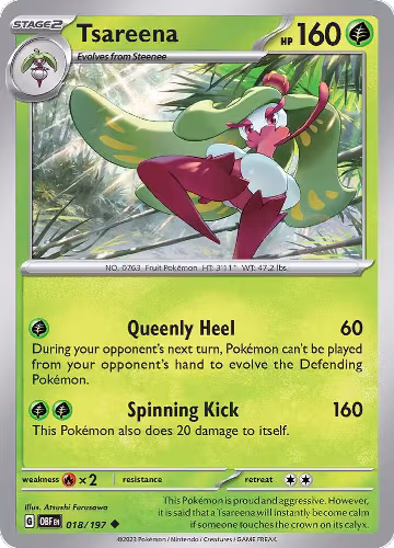Tsareena (018/197), Obsidian Flames — Pokémon card price