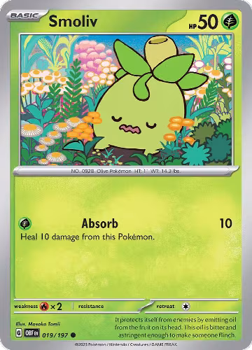 Smoliv (019/197), Obsidian Flames — Pokémon card price