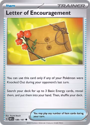 Letter of Encouragement (189/197), Obsidian Flames — Pokémon card price