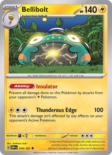Bellibolt - 078/197 (078/197), Obsidian Flames — Pokémon card price