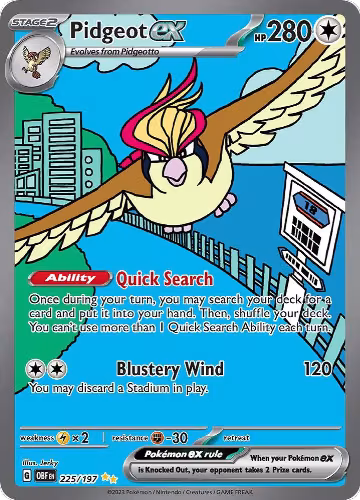 Pidgeot ex - 225/197 (225/197), Obsidian Flames — Pokémon card price