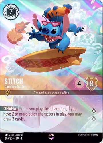 Stitch - Carefree Surfer (Enchanted) (206/204) — card price