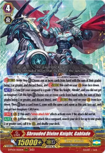 Shrouded Divine Knight, Gablade (D-PV01/002EN), D-PV01: History Collection — Vanguard card price