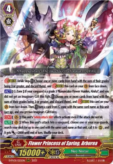 Flower Princess of Spring, Arborea (D-PV01/025EN), D-PV01: History Collection — Vanguard card price