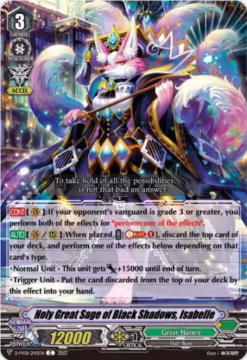 Holy Great Sage of Black Shadows, Isabelle (D-PV01/240EN), D-PV01: History Collection — Vanguard card price