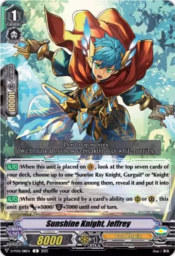 Sunshine Knight, Jeffrey (D-PV01/318EN), D-PV01: History Collection — Vanguard card price