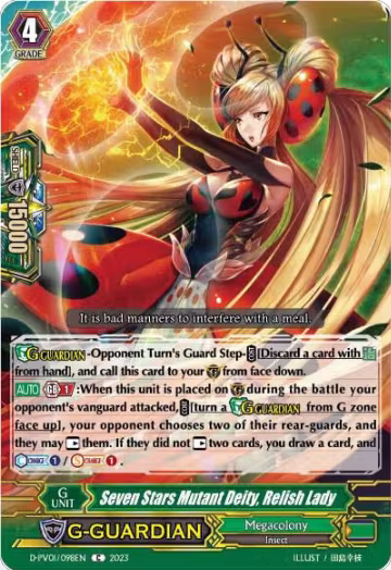 Seven Stars Mutant Deity, Relish Lady (D-PV01/098EN), D-PV01: History Collection — Vanguard card price