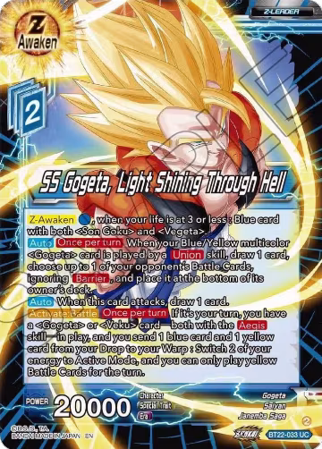 SS Gogeta, Light Shining Through Hell (BT22-033), Critical Blow — DB Super card price